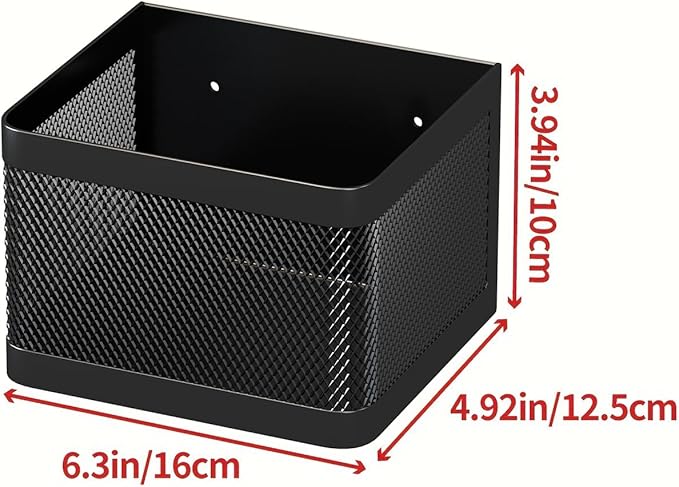 1 Pcs Magnetic Shelf For Fridge, Black, 6.3''L*4.9''W*3.9''H | For Whiteboard Classroom, Basket Organizer Holder, Locker Storage, Magnetic Bin Box Containers, Strong Magnetic, 16.5-Lb Load - Image 2