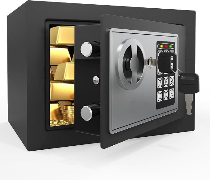 PATRON Small Safe Box for Money with Code and Keys，Solid Mini Safe for Kids with Digital Electronic Security Keypad for Home Office Hotel,Personal Money Safes for Cash,0.236 Cuft (Black) - Image 7