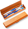 Wider Aluminum Toothbrush Travel Case, Portable Travel Toothbrush Holder, Durable Manual Toothbrush Box Container for Traveling, Bathroom, Camping, Business Trip, Orange by Oralphi
