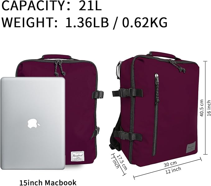 Laptop Travel Backpack Airline Approved Carry-on Under-seat Backpack, Stylish Minimalist Casual, Fuchsia - Image 2