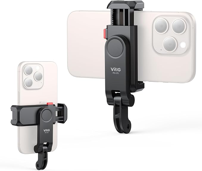 VRIG Phone Holder/Phone Mount for GoPro Adapter Hot Shoe Mount Adapter | Action Camera Phone Mount Adapter Attaching on DSLR Camera or Ring Light, for iPhone, Samsung, GoPro Hero 13, Mission 1 Pro by VRIG