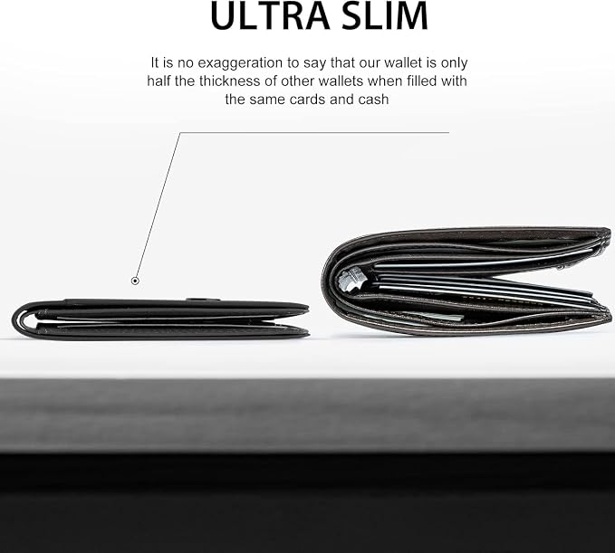 GSOIAX Slim Wallet for Men RFID Blocking Bifold Wallet Carbon Fiber Front Pocket Wallet with 11 Card Holder Minimalist Mens Wallet with Gift Box (Black-1) - Image 5