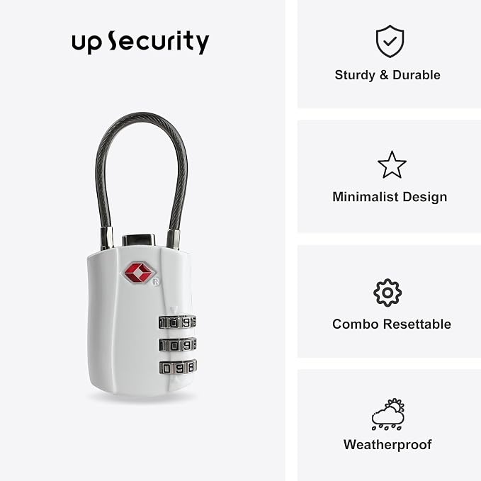 TSA Locks for Luggage, Small Combination Padlock with Cable, Travel Essentials Luggage Locks TSA Approved, Combo Padlock with Code, for Suitcase, Bag, Backpack Zipper, Gym Locker (2-Pack) - Image 2