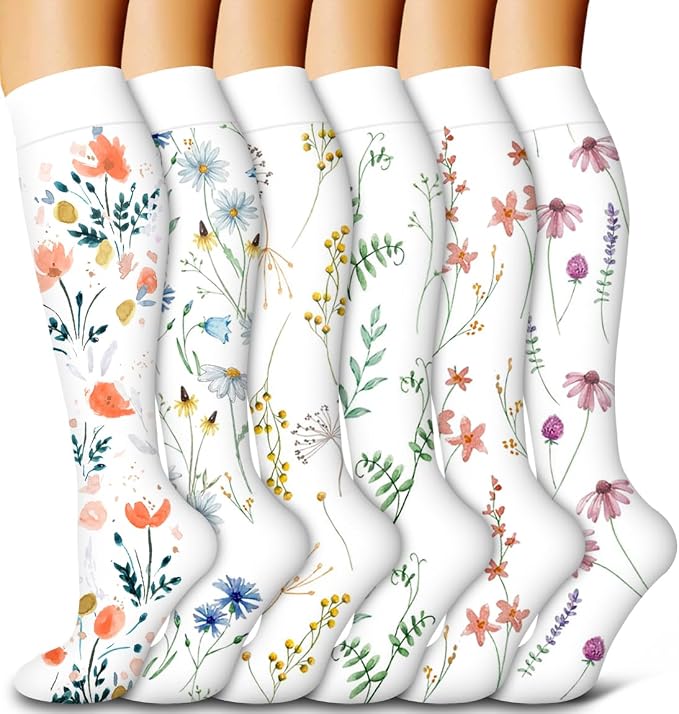 6 Pack Copper Compression Socks for Women and Men Circulation-Best Support for Medical,Running,Nursing,Athletic by Bluemaple