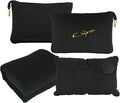 Airplane Travel Blanket with Pillow,300 GSM Soft Fleece Compact Blanket with Carry Bag,Lightweight Travel Blanket for Flights,Black by CLEXION