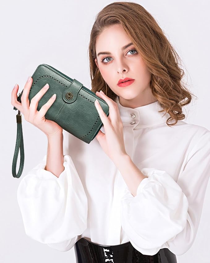 TFKGS Wallet for Women RFID Blocking Leather Large Capacity Card Holder Ladies Phone Clutch Travel Long Purse Wristlet | RFID Blocking - Image 6