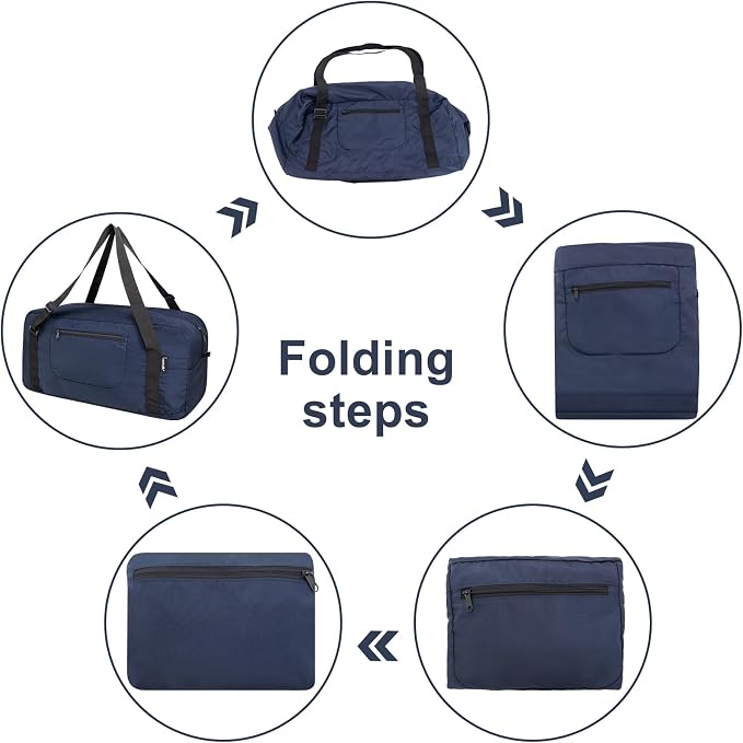 HOLYLUCK Foldable Travel Duffel Bag Luggage Great for Gym - Large Navy Blue - Image 4