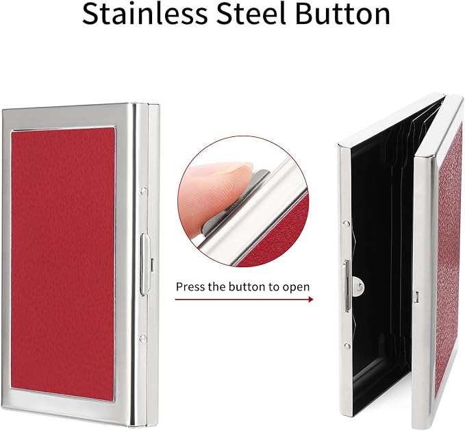 Credit Card Holder Wallet for Women Men Stainless Steel Metal Card Case RFID Blocking Business Card Protector Case with 6 Slots - Image 4