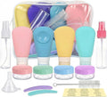 16-Piece Silicone Travel Bottle Set with Suction Cups - Leak-Proof Refillable Containers for Shampoo, Lotion, Cream (89ml+30ml) - Includes Cosmetic Jars, Funnel, Brush & Labels by ZONV