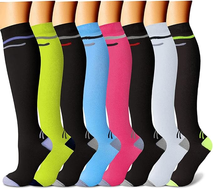 CHARMKING Compression Socks for Women & Men Circulation (8 Pairs) 15-20 mmHg Best Calf Socks Support for Athletic Cycling by CHARMKING