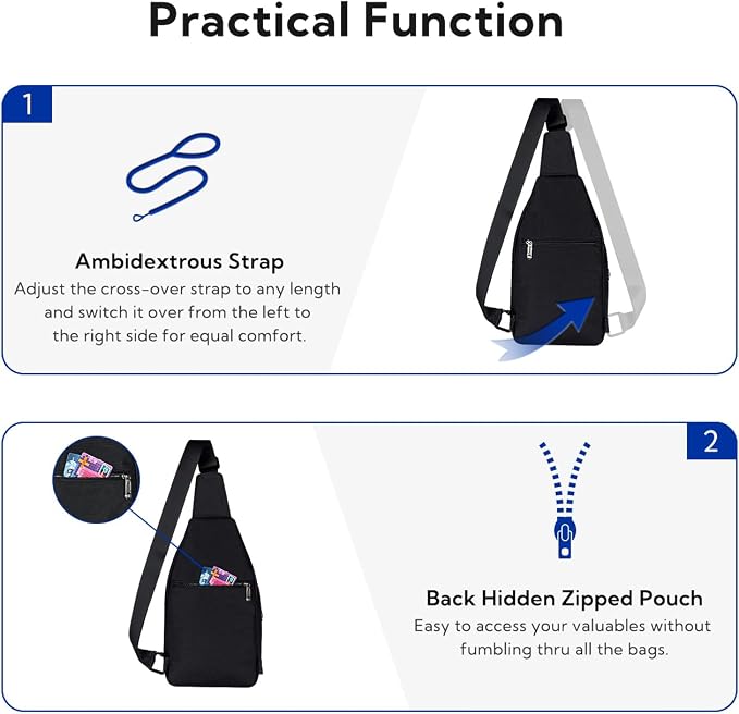 WATERFLY Medium Crossbody Sling Backpack Anti Theft Backpack for Traveling Chest Shoulder Bag - Image 4