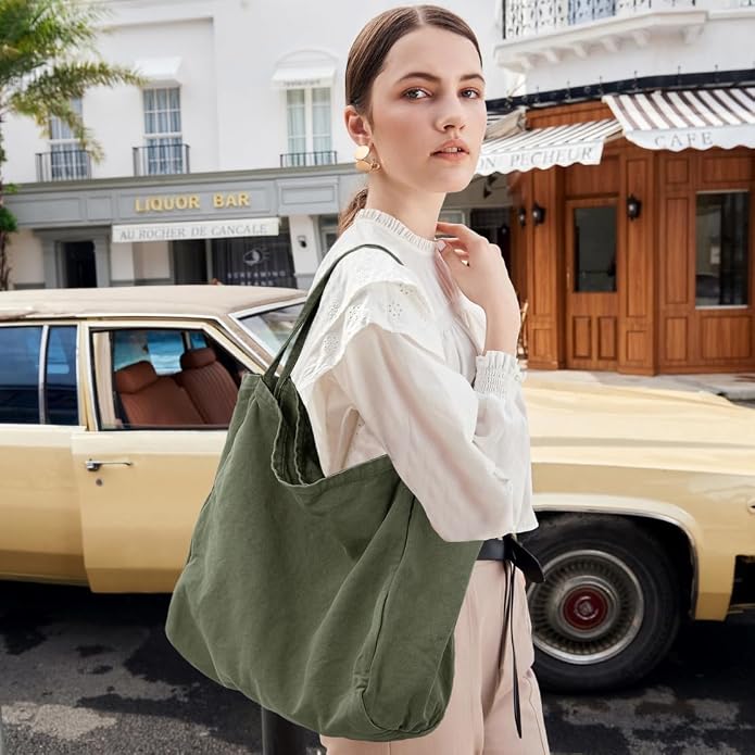 Canvas Tote Bag for Women Large Hobo Shoulder Bag for Work Travel Casual Message Bag Tote Purse handbags - Image 2
