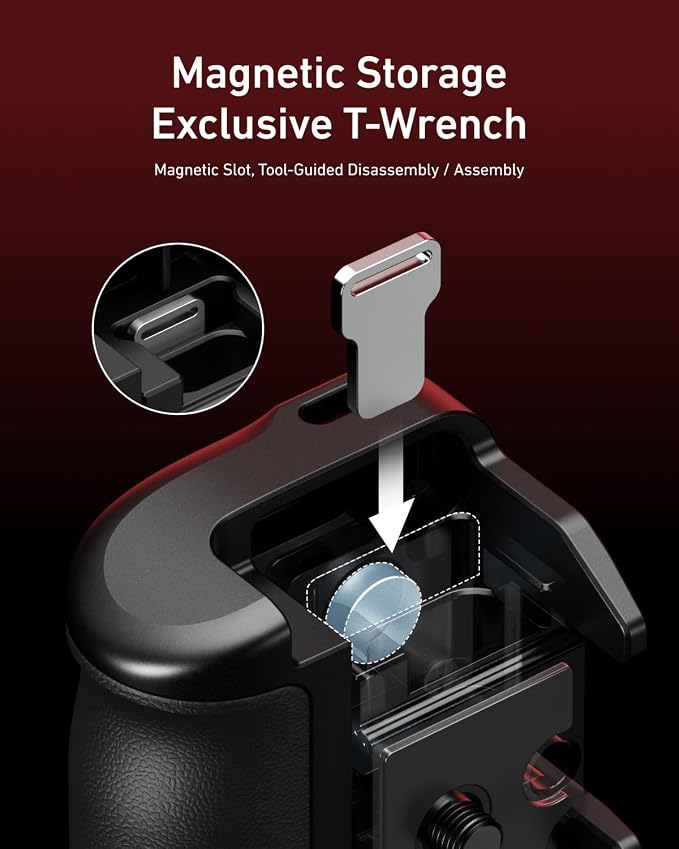 TELESIN Metal Street Photography Grip Handle for DJI Action 5 Pro/4/3 | Seesaw Shutter Button, Quick Release, Cold Shoe, Wrist Strap, 1/4 Threaded Hole Camera Grip, Camera Grip for TELESIN Cage - Image 5