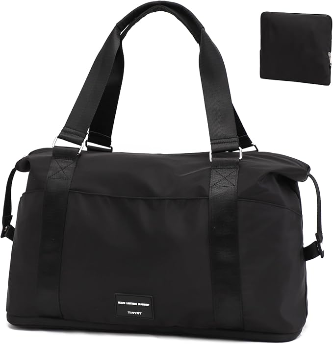 TINYAT Foldable Travel Duffle Bag Expandable Personal Item Travel Bag,32L | Expandable Gym Bag for Women Weekender Carry On Overnight Tote Large Capacity Portable Luggage Bag by TINYAT