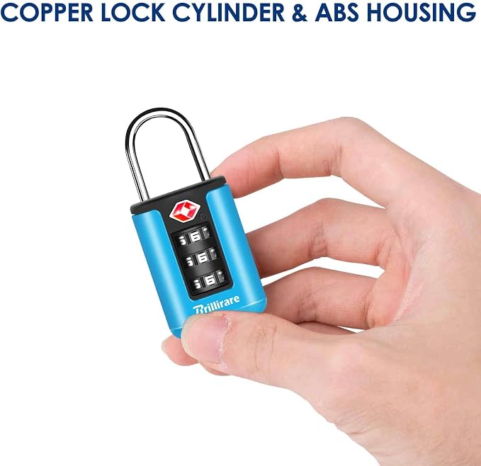 2 Pack TSA Approved Luggage Locks, Combination Travel Padlock, 3-Digit Waterproof Lock, TSA Accepted Outdoor Keyless Resettable Lock for Lockers, Bags, Backpack, Gym, Gate-Blue - Image 8