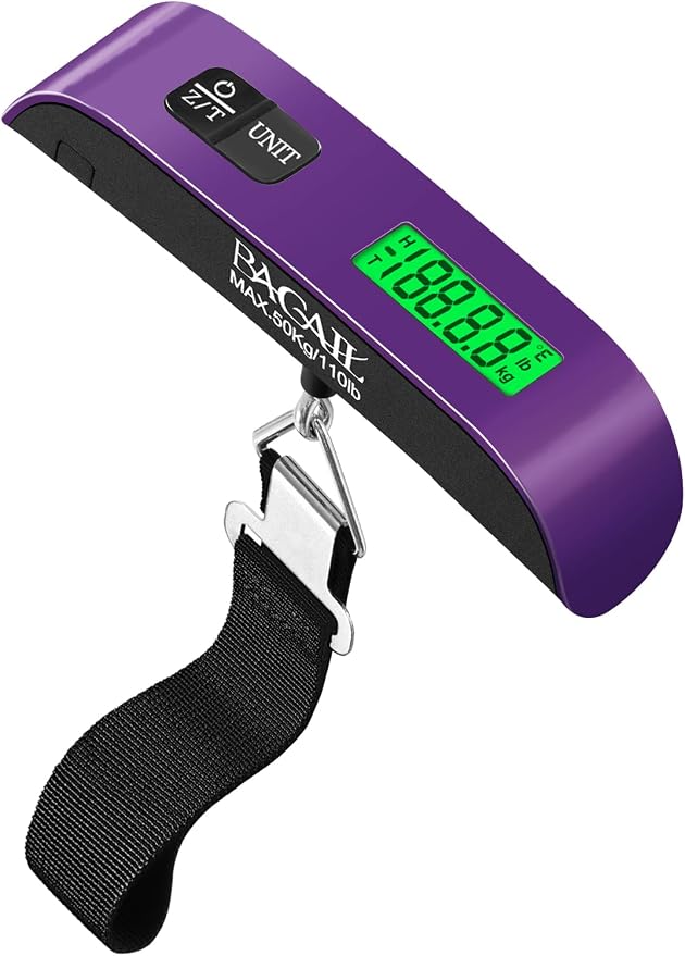 BAGAIL Digital Luggage Scale, 110lbs Hanging Baggage Scale with Backlit LCD Display, Portable Suitcase Weighing Scale, Travel Luggage Weight Scale with Hook, Strong Straps for Travelers by BAGAIL