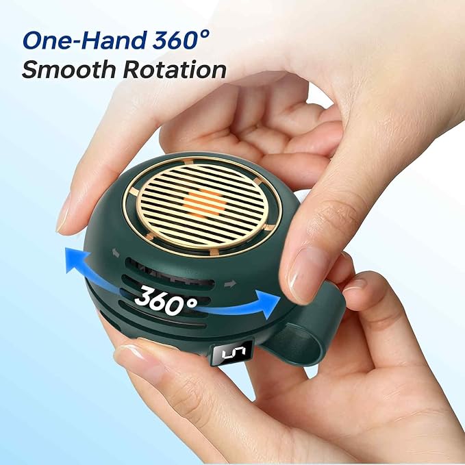 Portable Bladeless Clip-On Mini Fan, 5-Speed 360° Rotatable Personal Fan with LED Display, Type-C Rechargeable Wearable Fan for Travel Outdoor Office Commute Gifts - Image 4
