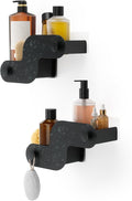 Umbra Nami Shower Caddy, Adhesive No Drill Bathroom, Set of 2, Ocean Black | Waterproof construction, integrated drainage, rust-free, holds 6 lbs by Umbra