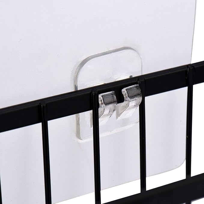 Toplife Wall Door Adhesive Kitchen Wrap Organizer Rack, No Drilling, Black - Image 4