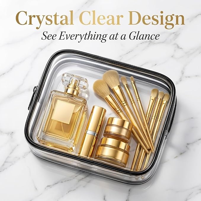 Clear Makeup Bag 4 Pack, TSA Approved Toiletry Bag for Women, Waterproof PVC Cosmetic Pouch Travel Organizer, Clear Bags for Diaper Bag Organizer Purse, Portable Zipper Pouch Set (L+M+M+S) - Image 3