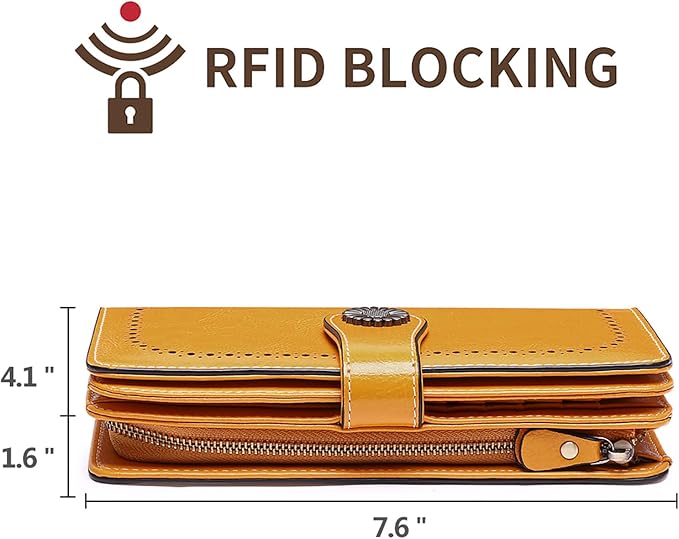 SENDEFN Wallets for Women Leather Credit Card Holder with RFID Blocking Large Capacity Wristlet | with RFID Blocking - Image 5