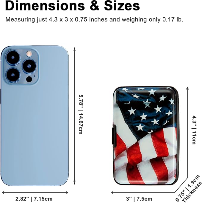 RFID Blocking Small Metal Credit Card Holder Wallet for Women Men Business Aluminum Protector Sleeves Slim Mini Cards Case (USA American Flag) - Image 5