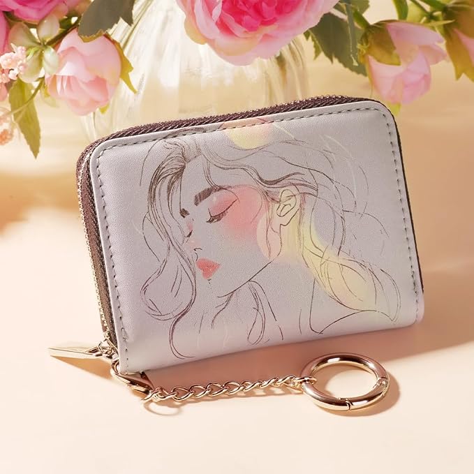 FurArt Zipper Wallet Women RFID Credit Card Holder keychain Wallet | ID Window RFID Blocking Compact Small business 15/16 slots - Image 2
