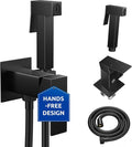 Arofa Built-in Hot and Cold Bidet Sprayer, Hands-Free Control, Matte Black | Wall-Mounted Design, Dual Control Modes, Leak-Free Hose, Feminine/Baby/Pet Wash, Cloth Clean & Rinse, Stainless Steel, Square by AROFA