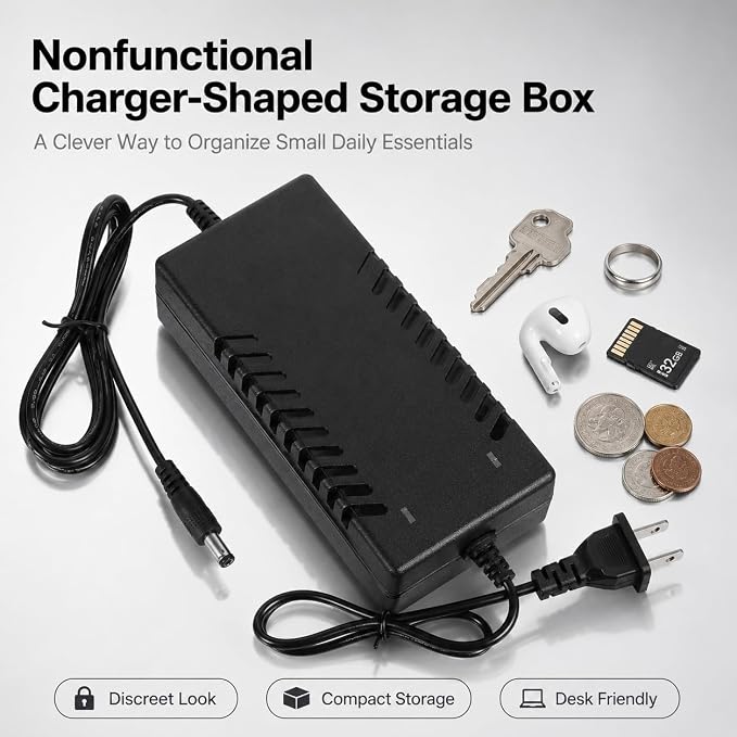 Homoyoyo Fake Charger Hidden Money Box Discreet Storage Safe Security Wall Plug Diversion with Storage Hiding Places for Coins Cash Jewelry Card Coins Travel Home Diversion Safes and Containers - Image 4
