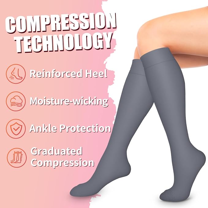 Compression Socks for Women & Men Circulation (6 Pairs) 15-20 mmHg is Best Support for Athletic Running,Nurse - Image 6