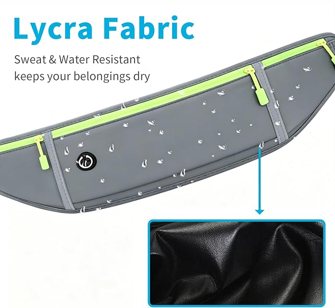 Slim Running Belt for Women Men,Runners Fanny Pack Phone Holder,Money Belt,Running Gear Accessories,with 3 Pockets (Green-gray) - Image 4