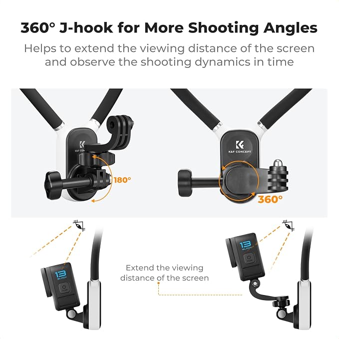 K&F Concept Magnetic Neck Mount Hand Free Chest Stand for Action Camera | Magnetic Quick Release One-Click Button, Outdoor Indoor Sports POV Vlog Video Recording for GoPro Hero 8-13 Black, DJI Osmo - Image 5