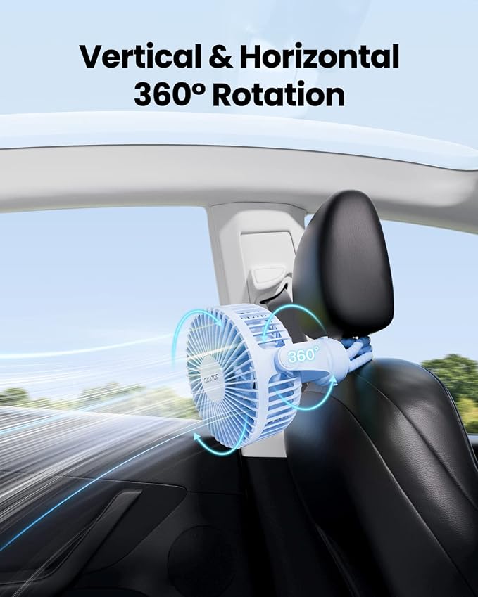 Gaiatop Mini Portable Stroller Fan, Small Clip on Fan 3 Speed Rechargeable | 360° Rotate Flexible Tripod, Battery Operated Detachable, Cooling for Car Seat Crib Treadmill Travel Blue - Image 6