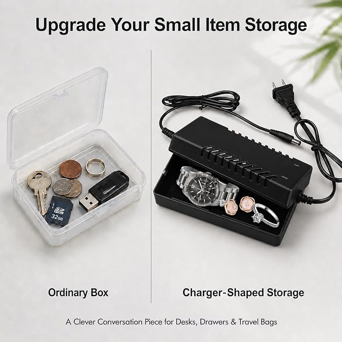 Homoyoyo Fake Charger Hidden Money Box Discreet Storage Safe Security Wall Plug Diversion with Storage Hiding Places for Coins Cash Jewelry Card Coins Travel Home Diversion Safes and Containers - Image 2
