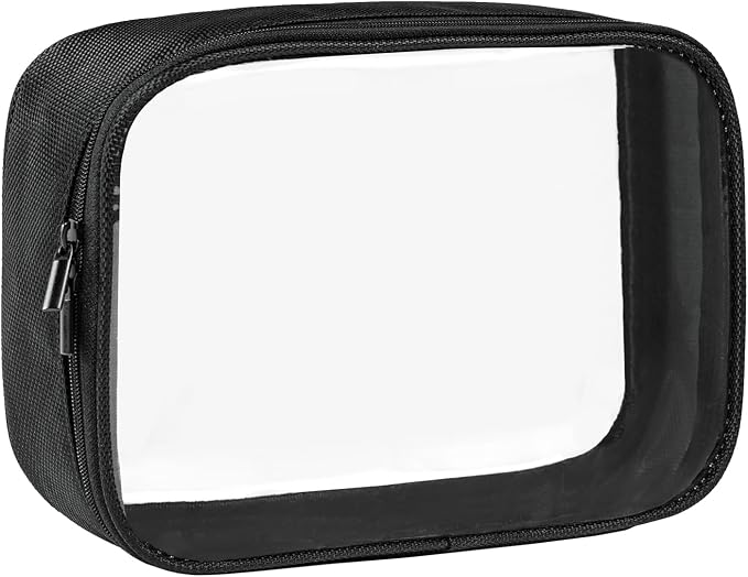 Moyad TSA Approved Toiletry Bag Clear Quart Size Travel Bags Makeup Bag | Large Opening, for Men and Women, Carry on Airline Compliant, Transparent Liquids Pouch, Black by Moyad