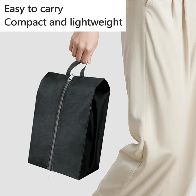 ASTIMESA 9 Pieces Waterproof Shoe Bag, 3 Different Sizes Zippered Travel Shoe Bags with Handle, Portable Shoe Packing Cubes Cases for Women Men Organizer Gym Travelling Suitcase (Black) (Black) - Image 4