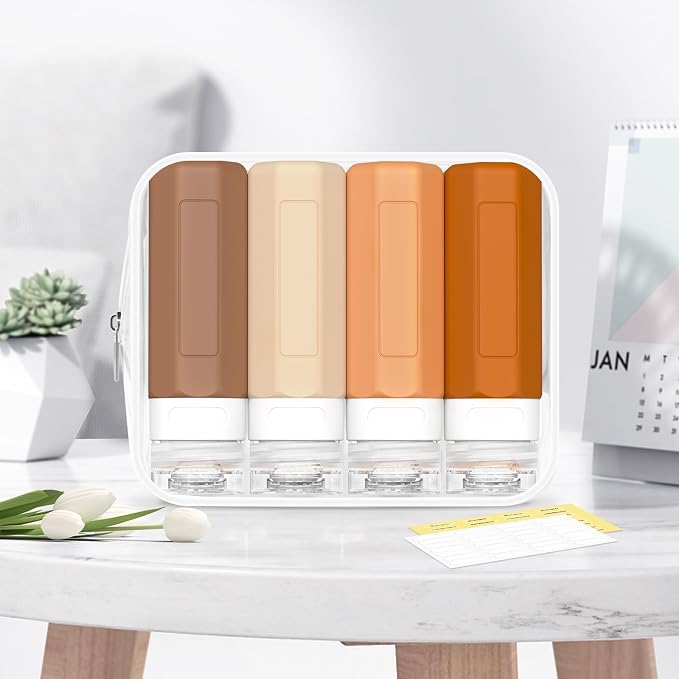 Redfly Travel Bottles for Toiletries, Tsa Approved 3oz Travel Size Containers, Leak Proof Travel Size Toiletries Bottles Silicone, BPA Free Refillable Shampoo Conditioners Essentials Kit, Apricot - Image 7