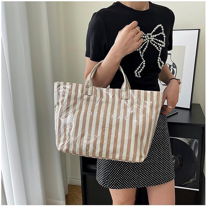 Lushandy PVC Tote Bag for Women Jelly Beach Bag Top Handle Hobo Handbag | Water-Resistant, Wipe Clean, Lightweight - Image 2