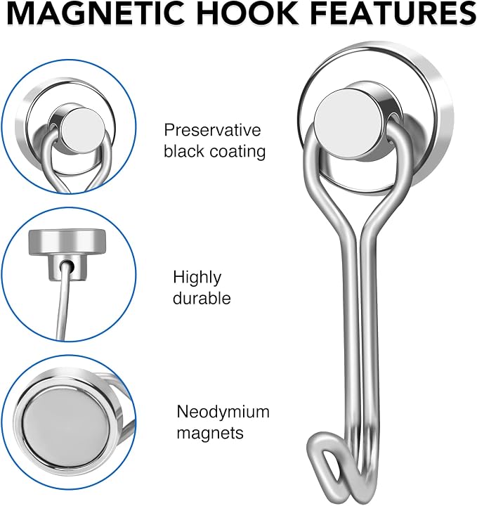 LOVIMAG Swivel Magnetic Hooks, 30LBS, Pack of 20 | Cruise Cabin Ship Essentials 2026, Heavy Duty Magnets for Refrigerator, Classroom, Kitchen, Hanging Mug - Image 5