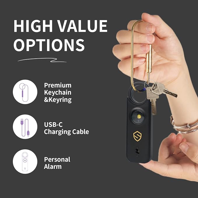 Personal Alarm for Women, Men, Kids, Elderly, Self Defense - Designed by Women 140DB Extra Speakers Alarm with Strobe Light, Rechargeable, Safety Alarms and Premium Keychain (Carbon Black) - Image 2