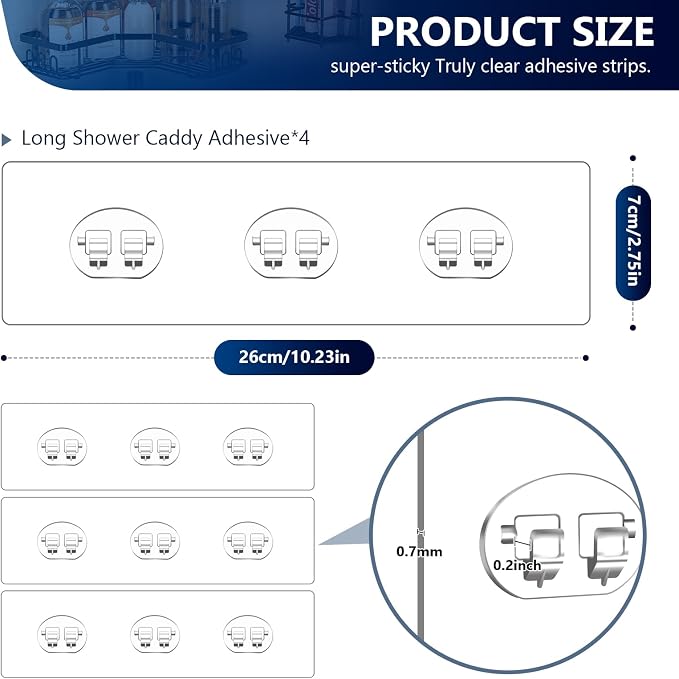 4 Pack Shower Caddy Replacement Strong Hooks, No Drilling Shower Shelf for Caddy, Soap Holder and Kitchen Racks (Clear 3 Hooks) - Image 2