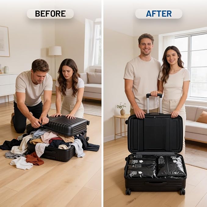 Travel Vacuum Bags with Pump, 2 Pack Carry-On Vacuum Compression Bags | Travel vacuum bags with pump, 2 reusable 18L compression bags for carry-on luggage, suitcases & backpacks. - Image 8