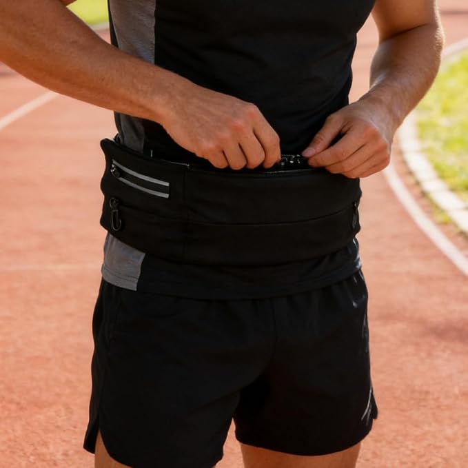 Generic Running Pouch Belt Runner Waist Pack For Women And Men - Runners Hiking Climbing Fanny Pack - Adjustable Running Pouch (3 Pockets) Running Belt With Headbands (Running Belt) - Image 5