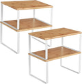 SONGMICS Cabinet Organizer Shelf, Set of 4 Spice Rack, Kitchen Storage | Kitchen Storage, Spice Rack, Steel and Bamboo, White and Yellow, BYSTRO Collection UKCS010N01 by Unknown