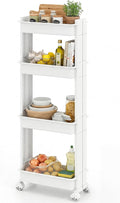 Giantex 4-Tier Slim Rolling Storage Cart, 9" W Narrow Slide Out Plastic Organizer Rack with Wheels, Mobile Utility Cart w/Shelving Unit for Kitchen, Bathroom, Office, Laundry Room by Giantex