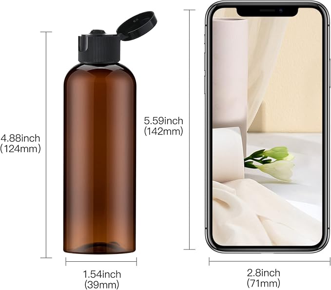 LISAPACK 3.4 oz Travel Bottles for Toiletries, Plastic Shampoo Containers | 5pcs small size dispenser, squeeze tubes, leak proof, small empty for liquid, lotion, conditioner, soap, 100 ml, TSA, brown - Image 5