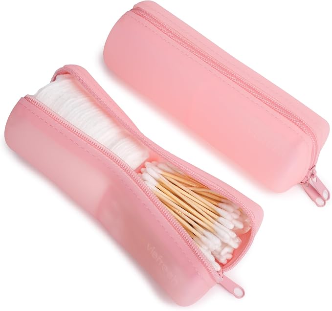 Cotton Round Swab Travel Case, 2-in-1 Beauty Organizer, (Pink) - Image 2