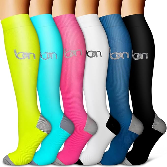 Copper Compression Socks for Women & Men (6 pairs) - Best Support for Nurses, Running, Hiking, Recovery by BLUEENJOY