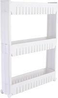 Simplify 3 Tier Slim Slide Out Storage Cart | Multi-Purpose Organization | Rolling | Wheels | Small Space | Laundry Room | Kitchen | Bathroom | Office | White by Simplify