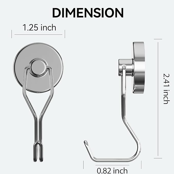 Tohoer Magnetic Hooks, 100LBS Neodymium Magnets Hook Heavy Duty with Rust Proof for Fridge, Refrigerator, Oven, Grill, BBQ, Key, Tools Holder, Kitchen, Outdoor, Hanging Wreaths, Utensil Hangers - Image 4
